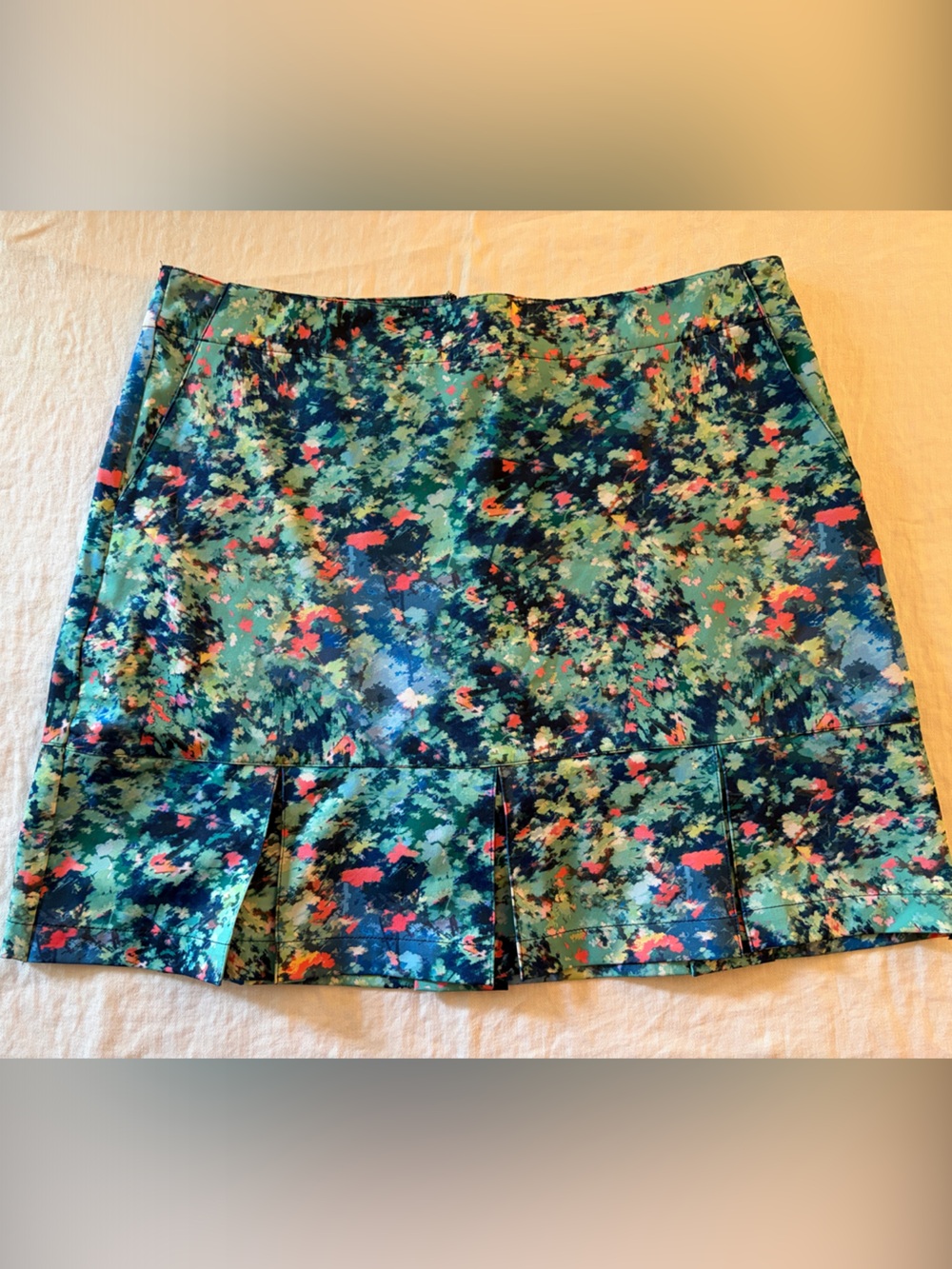 Floral Abstract Print Lady Hagan Skort - Green Blue Aqua Pink